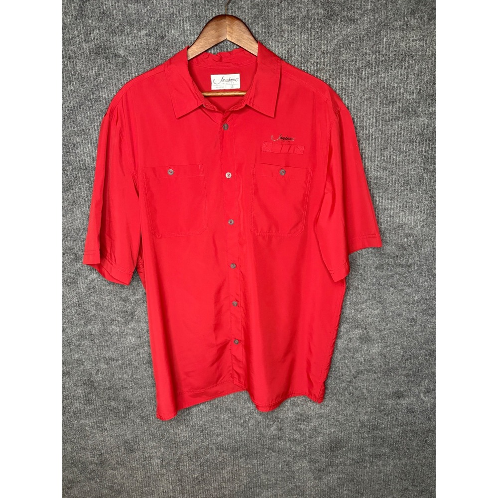 Jawbone Tackle Co Mens Fishing Shirt Red Short Sleeve Polyester Utility Large